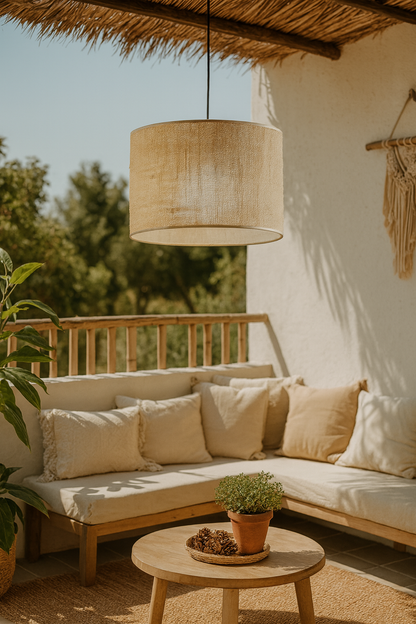 Jute Hanging lamp for Living Room | Jute Pendant light | Jute ceiling light -Liora 12 Dia x 8 Height by Akway - Image 8