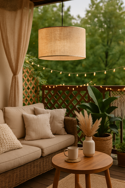 Jute Hanging lamp for Living Room | Jute Pendant light | Jute ceiling light -Liora 12 Dia x 8 Height by Akway - Image 3