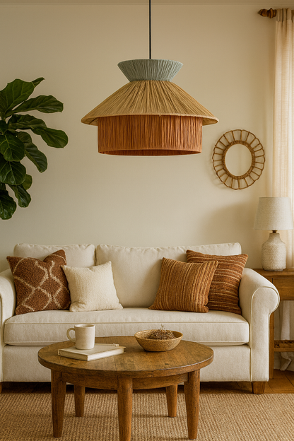 Bamboo Hanging lamp for Living Room | Rattan Pendant light | Cane ceiling light - Lavanya by Akway - Image 4