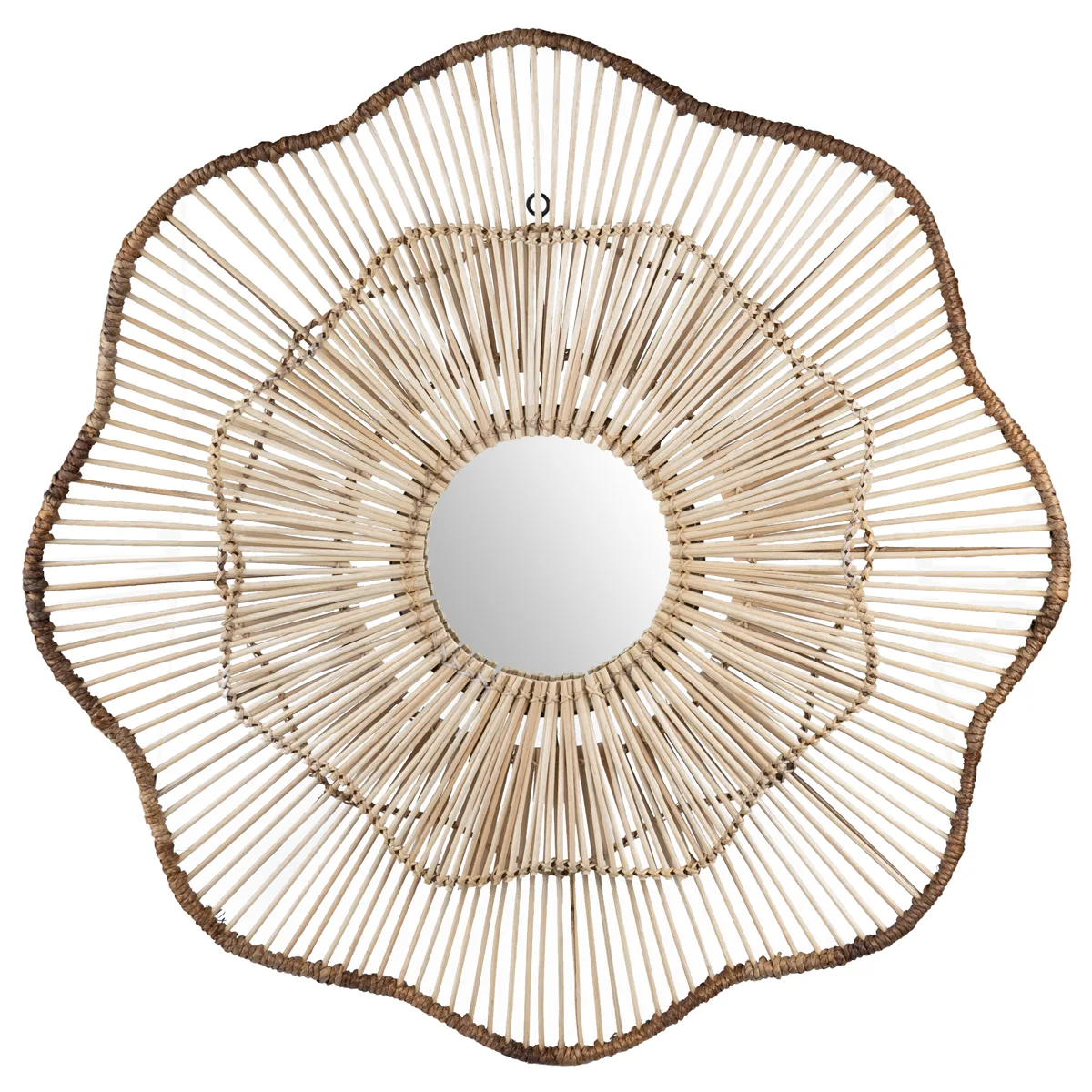 Bamboo Wall Mirror for living room | Cane Wall Mirror | Rattan Mirror - Anaisha - Akway