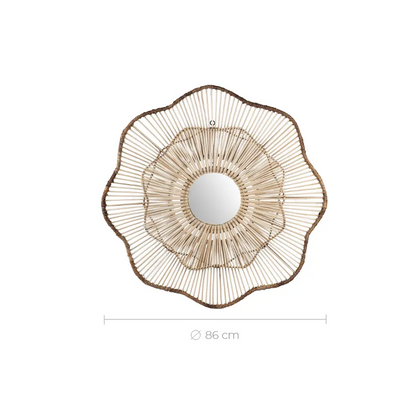 Bamboo Wall Mirror for living room | Cane Wall Mirror | Rattan Mirror - Anaisha - Akway