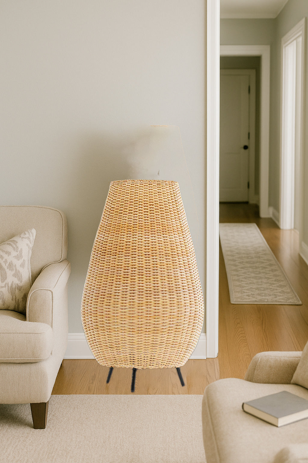 Rattan Floor Lamp | Bamboo Floor Lamp | Cane Floor Lamp -Raina by Akway - Image 3