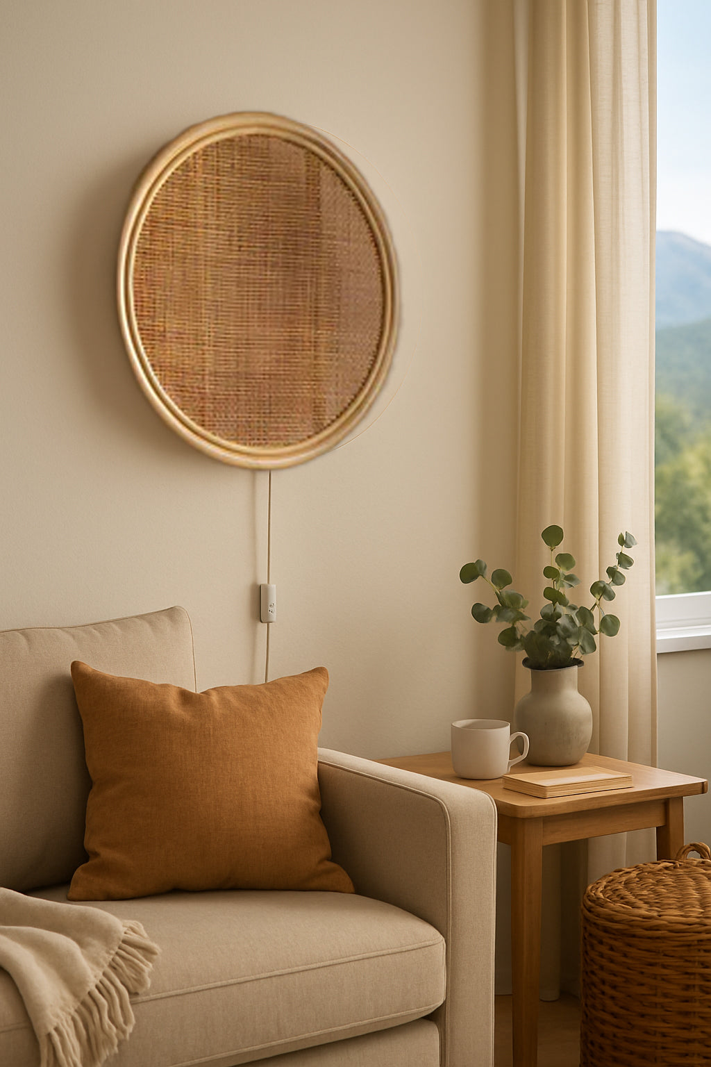 Bamboo Wall lamps For Living Room | Rattan Wall scones | Wicker Wall Lamps | Cane Wall Scones - Rebecca 30cm D by Akway - Ima