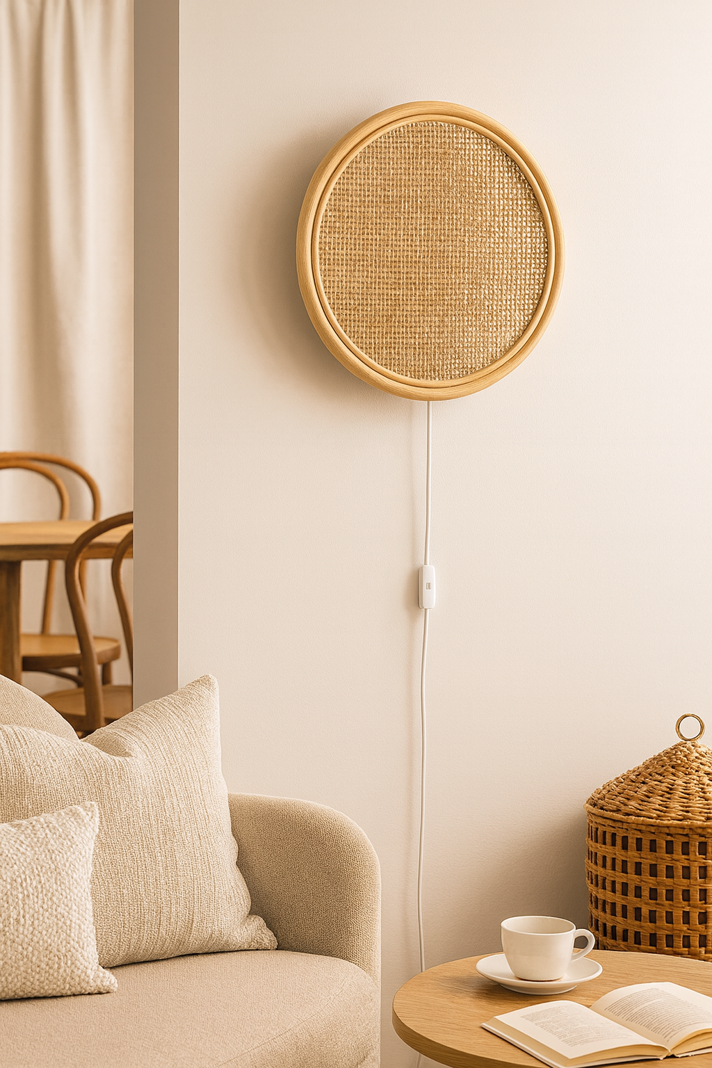 Bamboo Wall lamps For Living Room | Rattan Wall scones | Wicker Wall Lamps | Cane Wall Scones - Rebecca 30cm D by Akway - Ima