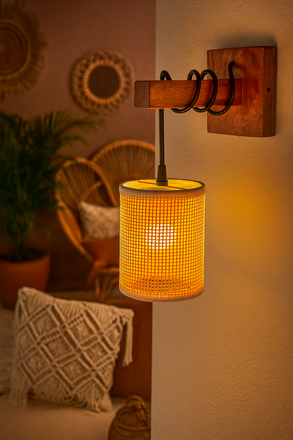 Modern Handcrafted Rattan Wall Lamp for Warm Ambient Lighting - Hazel - Image 5