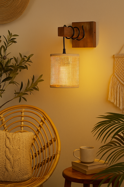 Modern Handcrafted Rattan Wall Lamp for Warm Ambient Lighting - Hazel - Image 3