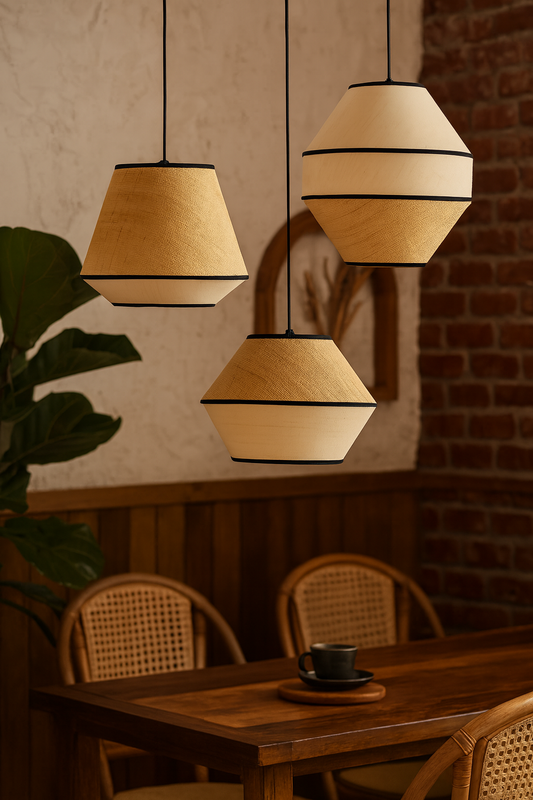Rattan Hanging lamp for Living Room | Cane Pendant light | Wicker ceiling light - Rift 35cm D 31cm H by Akway - Image 1