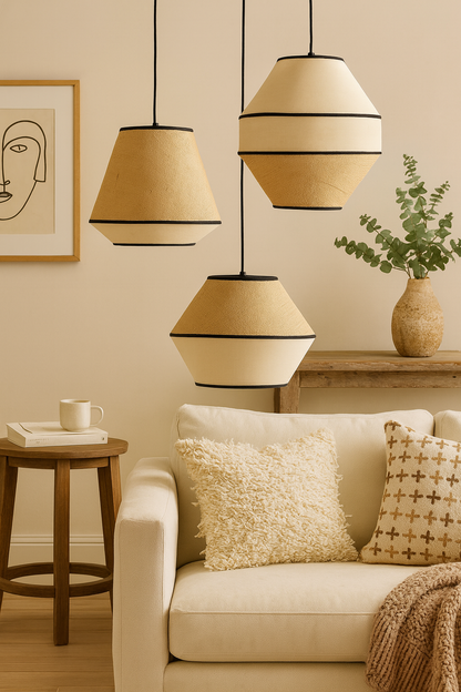 Rattan Hanging lamp for Living Room | Cane Pendant light | Wicker ceiling light - Rift 35cm D 31cm H by Akway - Image 3