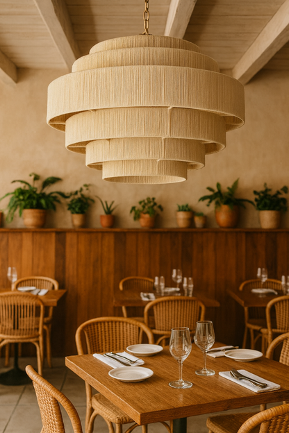 Rattan Hanging lamp for Living Room | Cane Pendant light | Wicker ceiling light - Riyal by Akway - Image 2