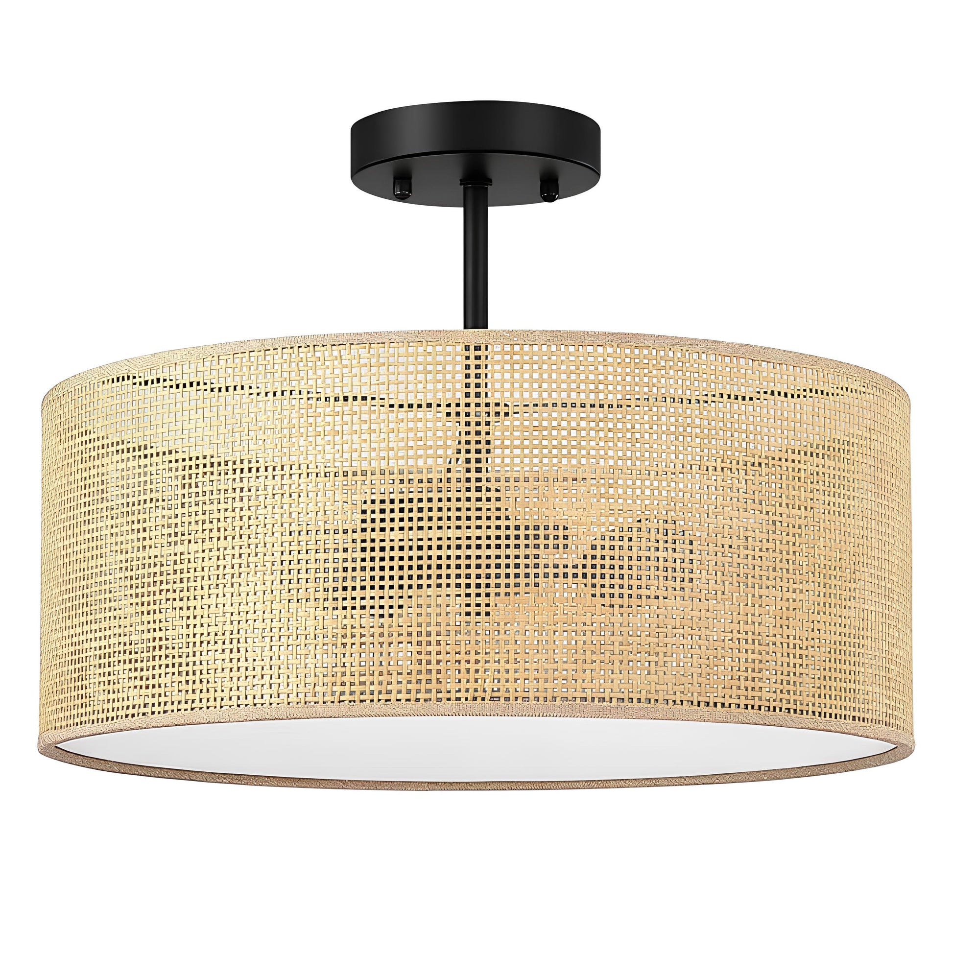 Rattan Ceiling Flush Mount Lamp for Living Room | Cane Pendant light | Wicker ceiling light - Saberiyas - Akway Uncategorized