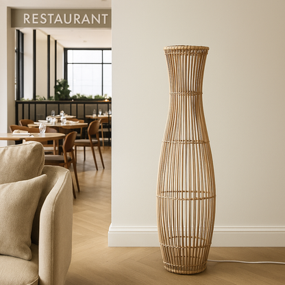 Rattan Floor Lamp | Bamboo Floor Lamp | Cane Floor Lamp - Samaya by Akway - Image 3