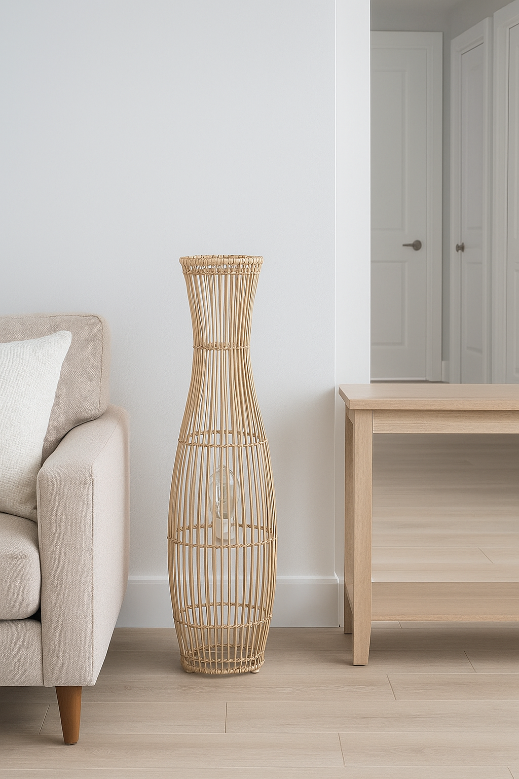 Rattan Floor Lamp | Bamboo Floor Lamp | Cane Floor Lamp - Samaya by Akway - Image 2