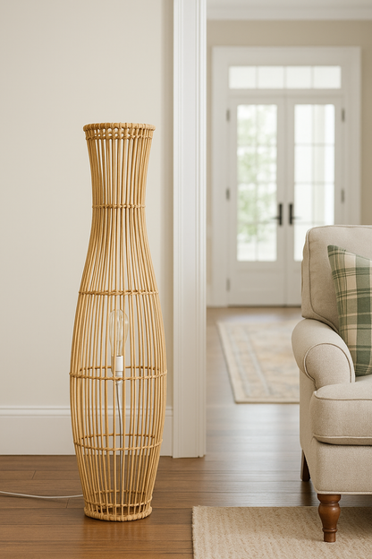 Rattan Floor Lamp | Bamboo Floor Lamp | Cane Floor Lamp - Samaya by Akway - Image 4