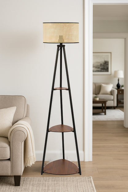 Bamboo Tripod Floor Lamp | Living Room Cane Floor Lamp | Home Rattan for Living Room | Standing Lamp Wooden Floor Standing la