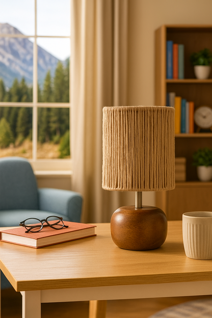 Wooden Table Lamp for Living Room| Table Lamp - Silas