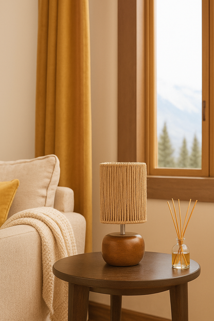 Wooden Table Lamp for Living Room| Table Lamp - Silas