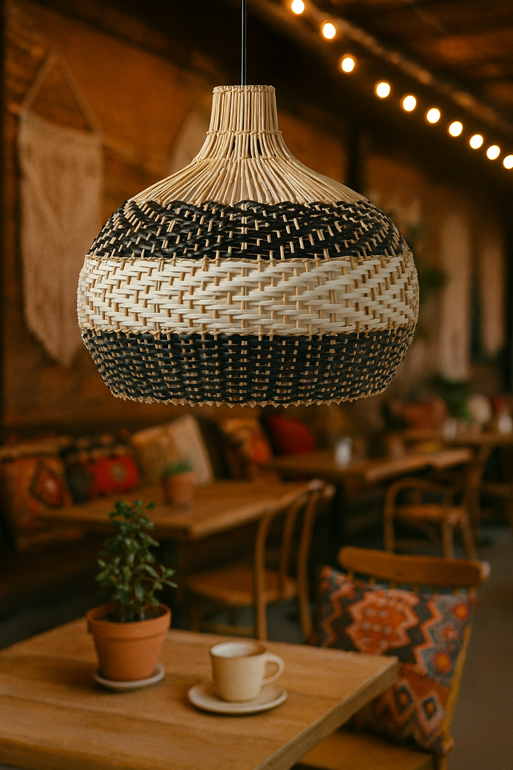 Bamboo Hanging lamp for Living Room | Rattan Pendant light | Cane ceiling light - Sadhil