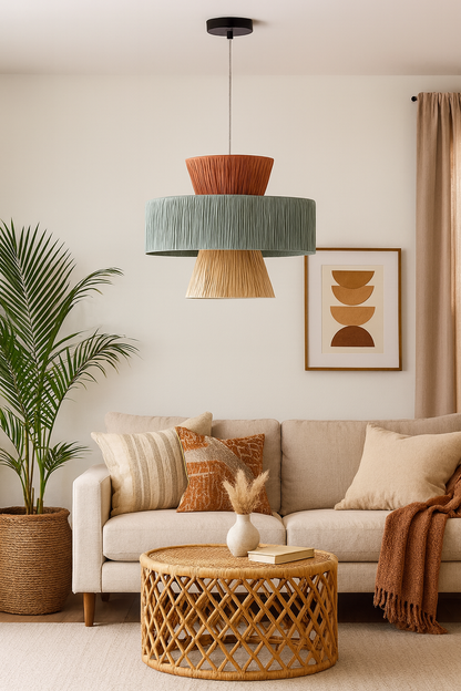 Bamboo Hanging lamp for Living Room | Rattan Pendant light | Cane ceiling light - Samaira by Akway - Image 11
