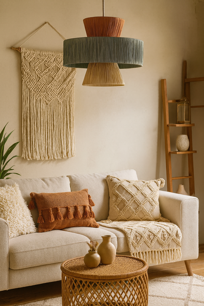 Bamboo Hanging lamp for Living Room | Rattan Pendant light | Cane ceiling light - Samaira by Akway - Image 8