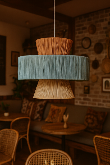 Bamboo Hanging lamp for Living Room | Rattan Pendant light | Cane ceiling light - Samaira by Akway - Image 9