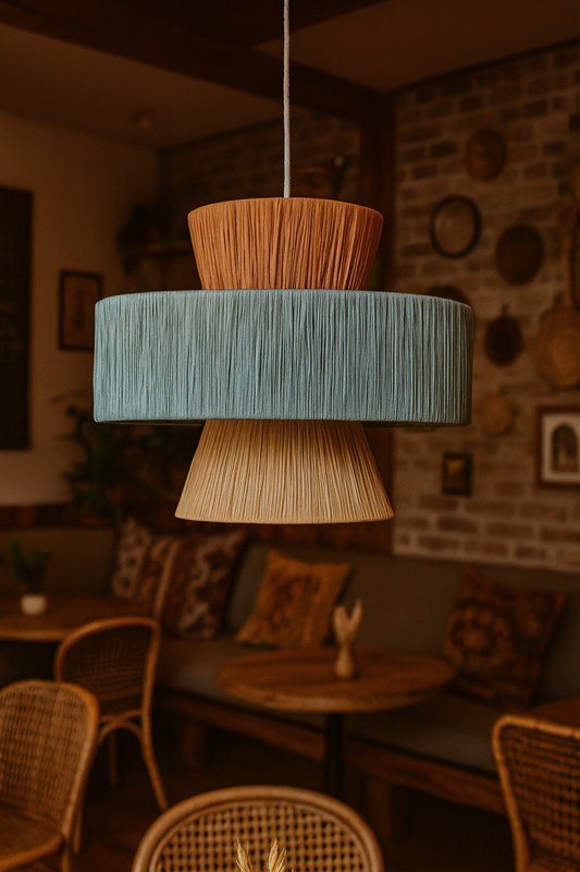 Bamboo Hanging lamp for Living Room | Rattan Pendant light | Cane ceiling light - Samaira by Akway - Image 9