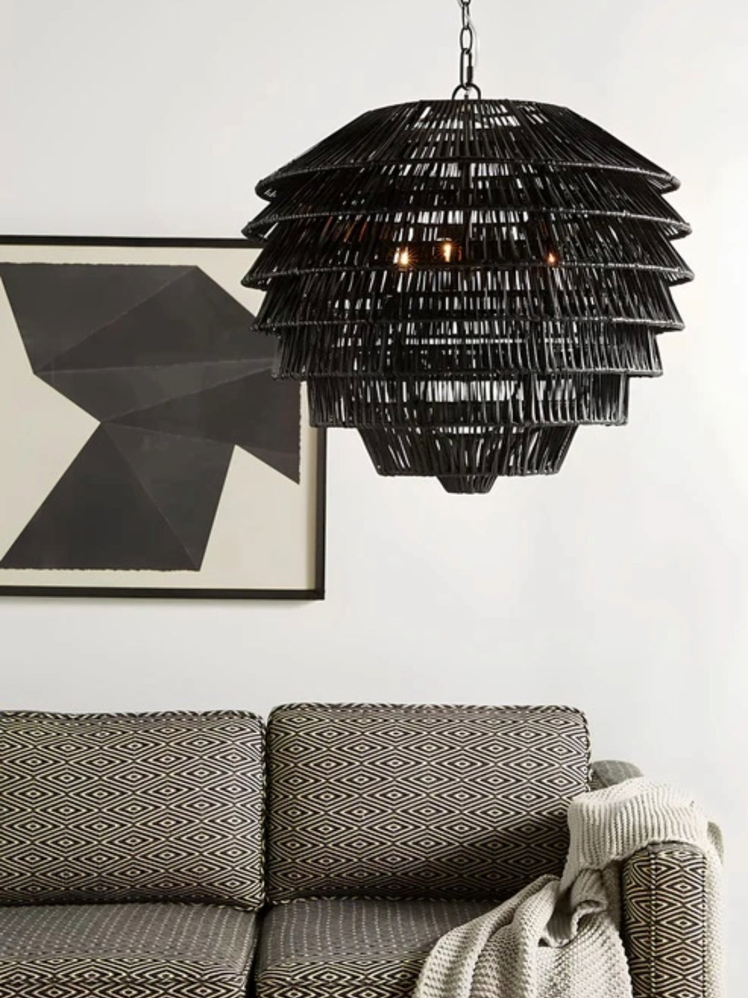 Bamboo Hanging lamp for Living Room | Rattan Pendant light | Cane ceiling light - Sareek - Akway