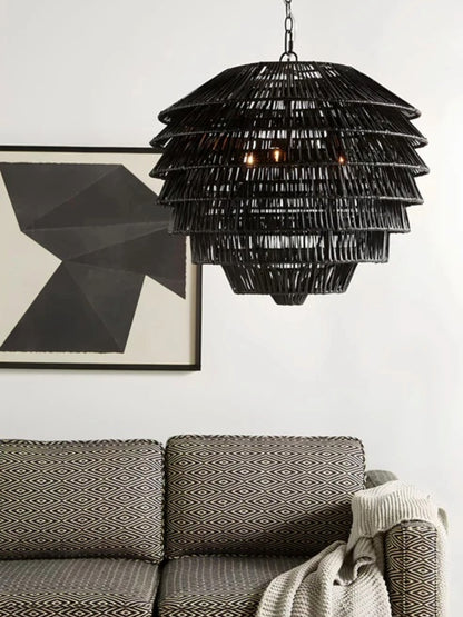 Bamboo Hanging lamp for Living Room | Rattan Pendant light | Cane ceiling light - Sareek - Akway