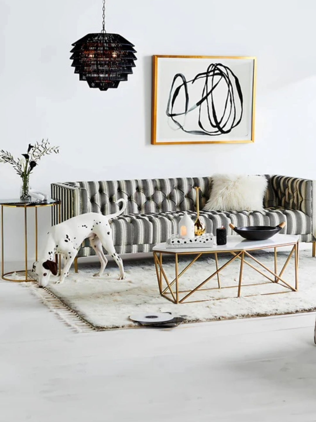 Bamboo Hanging lamp for Living Room | Rattan Pendant light | Cane ceiling light - Sareek - Akway