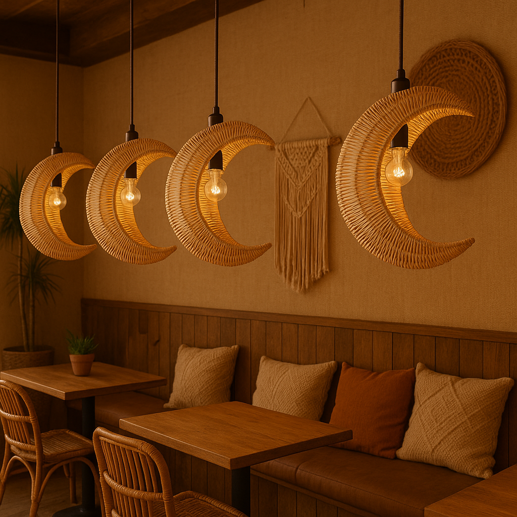 Rattan Hanging lamp for Living Room | Cane Pendant light | Wicker ceiling light - Suyash by Akway - Image 3