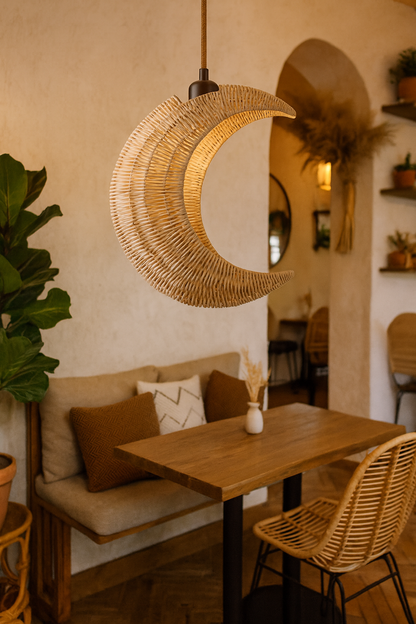 Rattan Hanging lamp for Living Room | Cane Pendant light | Wicker ceiling light - Suyash by Akway - Image 6