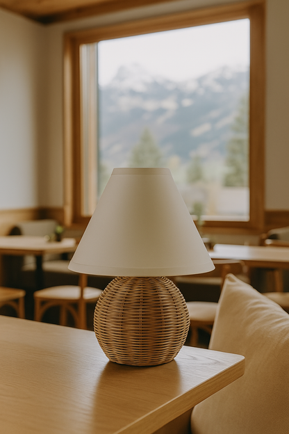 Rattan Table lamp for Living room | Bamboo Bedside table lamp | Cane Table lamp -Taara