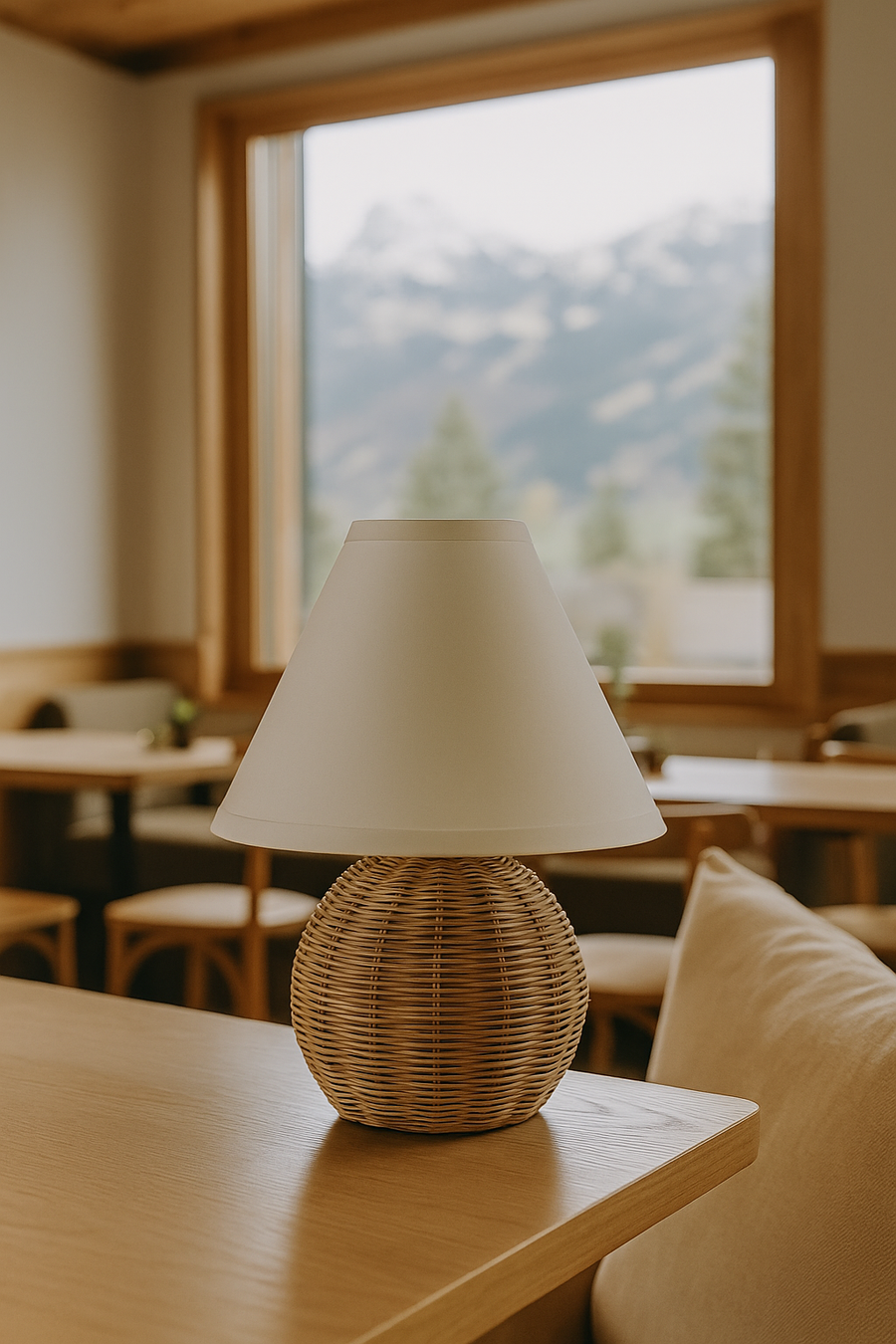 Rattan Table lamp for Living room | Bamboo Bedside table lamp | Cane Table lamp -Taara by Akway