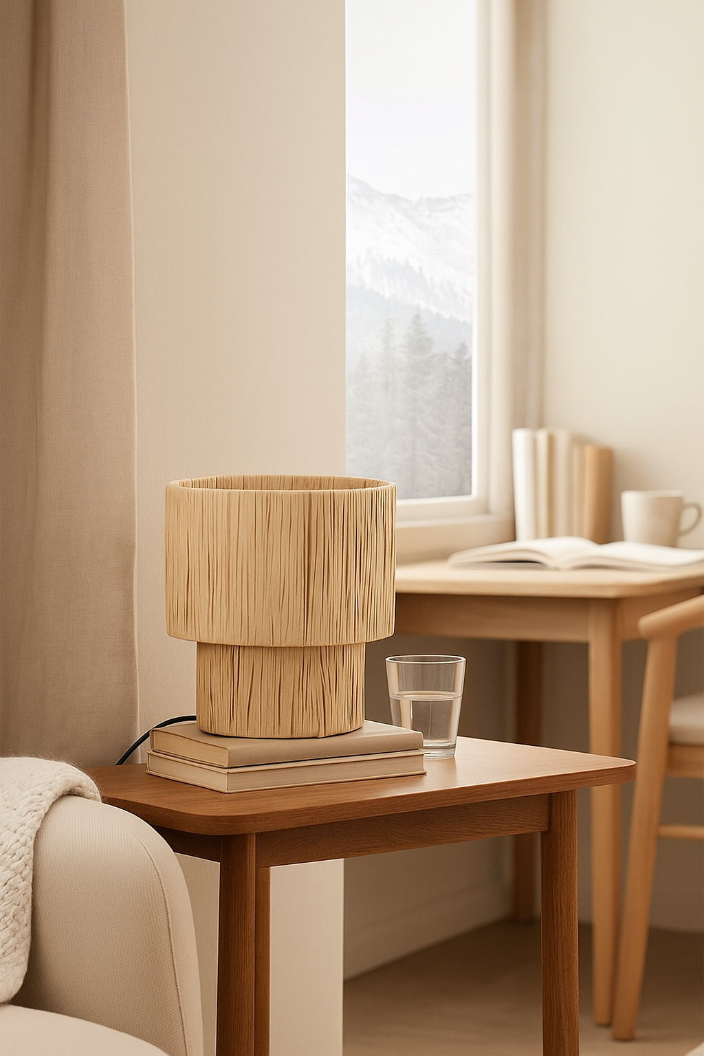 Rattan Table lamp for Living room | Bamboo Bedside table lamp | Cane Table lamp -Tanya