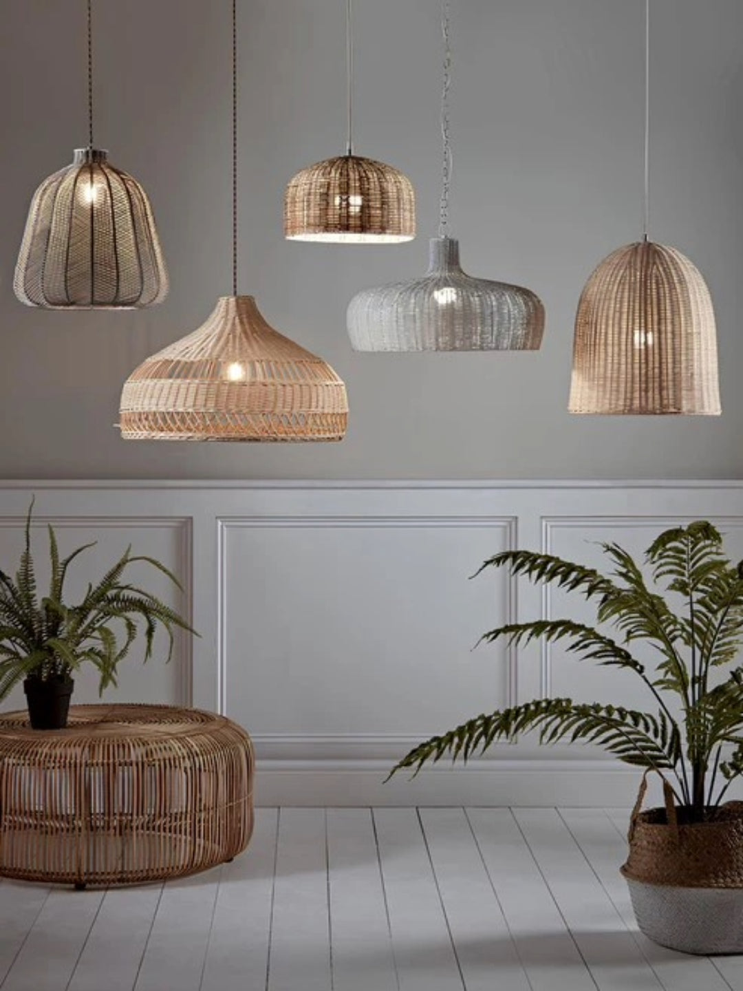 Bamboo Hanging lamp for Living Room | Rattan Pendant light | Cane ceiling light - Taara - Akway