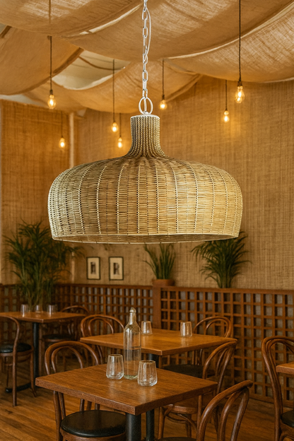 Bamboo Hanging lamp for Living Room | Rattan Pendant light | Cane ceiling light - Taara by Akway - Image 5
