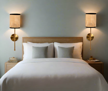 Cane Wall Light For Living Room | Bamboo Wall Lamp - Anika