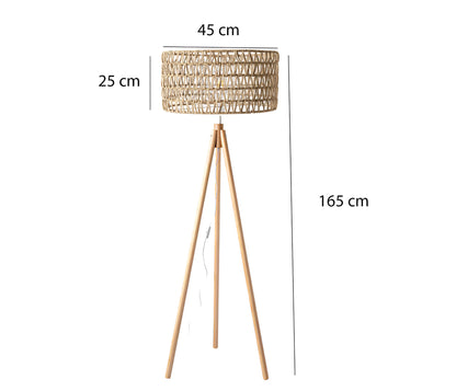 Rattan Floor Lamp | Bamboo Floor Lamp | Cane Floor Lamp - Lavya - Akway Lighting > Floor Lamps (Image 3)