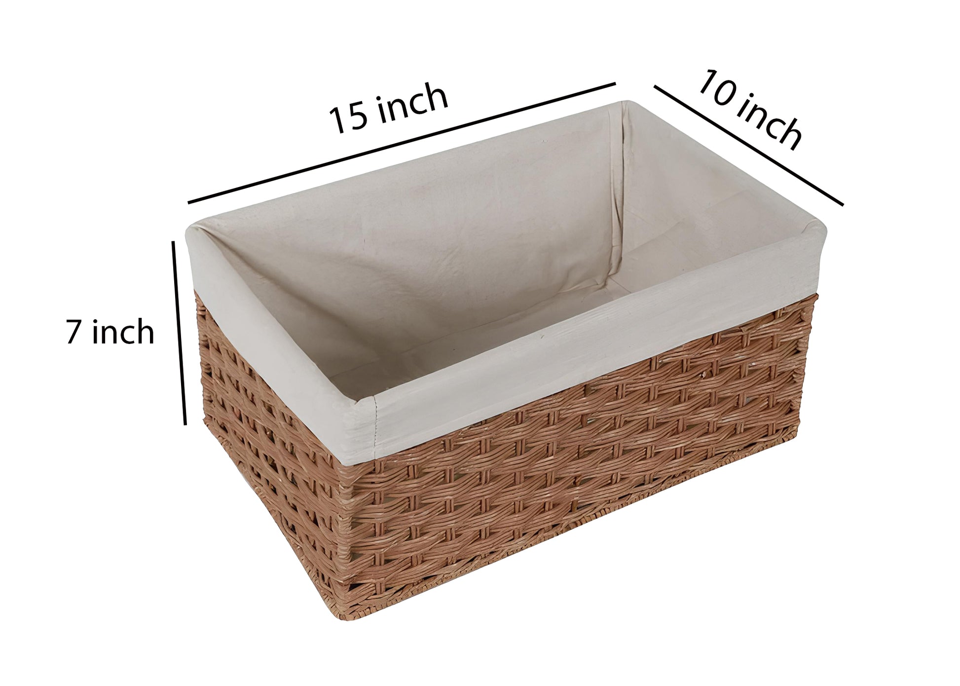 AKWAY Handcrafted Rectangular Bamboo Wicker Basket Organizer (Beige, 15 x 10 x 7,Rattan,Pack of 1) - Akway Kitchen > Shelf Ba