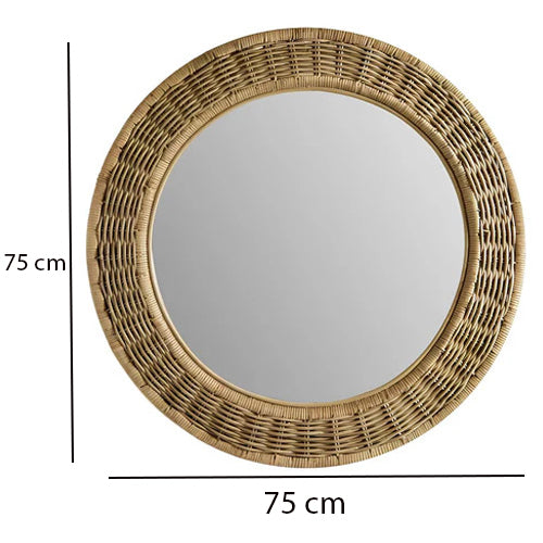 Bamboo Wall Mirror for living room | Cane Wall Mirror | Rattan Mirror - Ishita - Akway Uncategorized (Image 4)