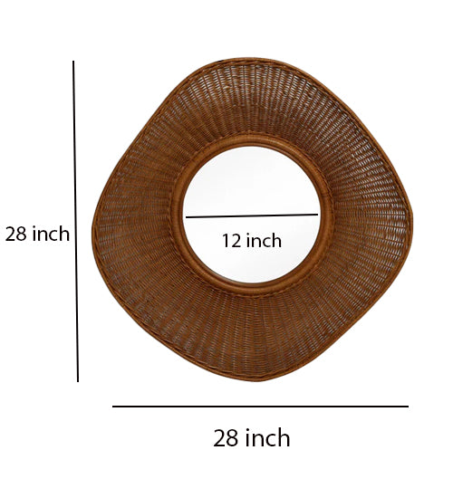 Bamboo Wall Mirror for living room | Cane Wall Mirror | Rattan Mirror - Anala