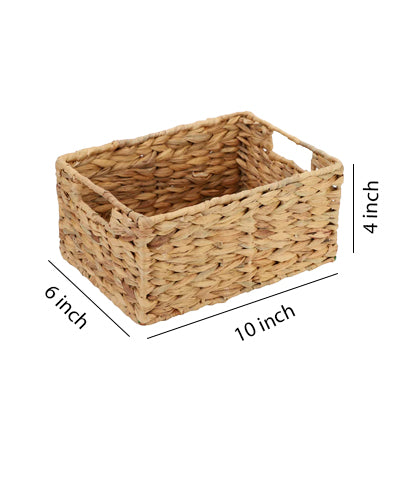 AKWAY natural wicker segrass water hyacinth kauna grass bamboo cane rattan storage orgainzer (10"L X 6"W X 4"H) - Akway Home 