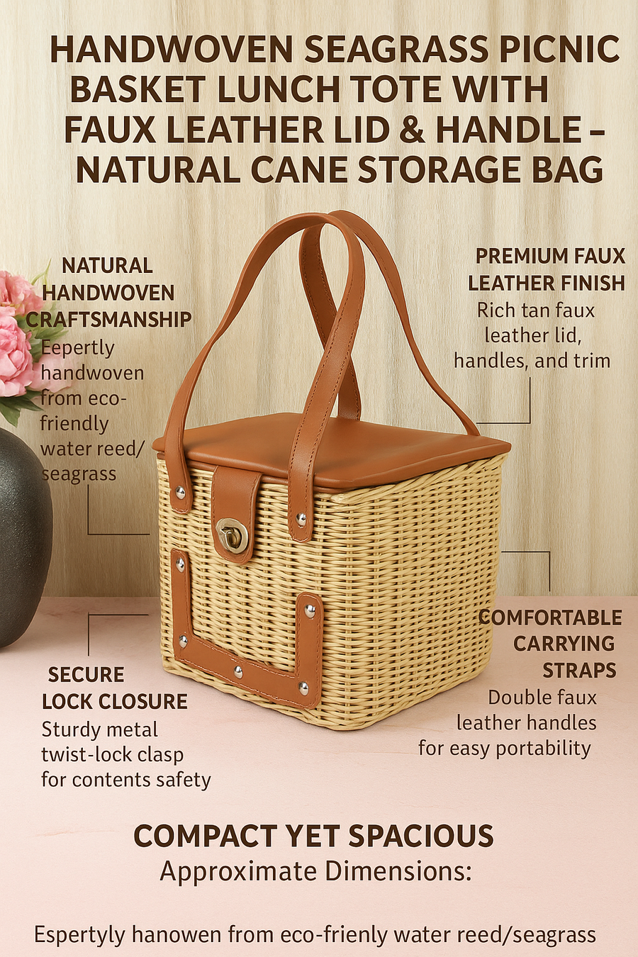 Premium Picnic Bag with Wooden Utensils – Insulated, Stylish & Durable – Perfect for Outdoor Picnics, Camping & Travel - Akwa