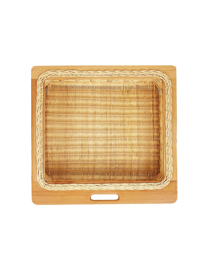 Wicker Basket for Kitchen | Bamboo Basket 21 x 20 x 8 - Sanika - Akway