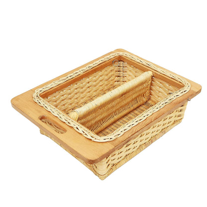 Wicker Basket for Modular Kitchen | Cane Basket 18 x 18 x 8 - Selvi - Akway