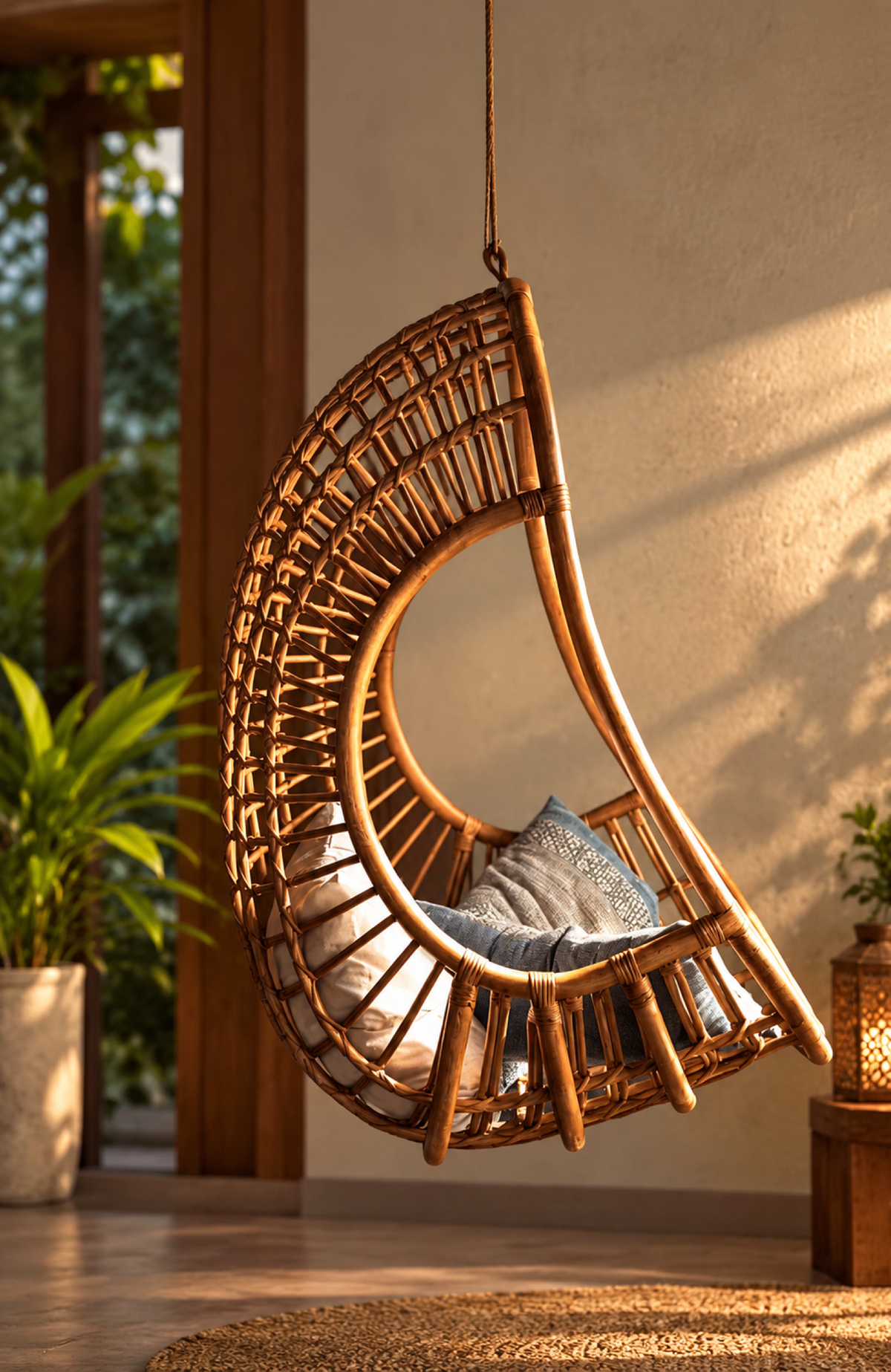 Bamboo Swing Chairs for Outdoor | Cane Swing Chairs - Adah by Akway - Furniture > Swing Chairs