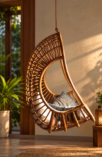 Bamboo Swing Chairs for Outdoor | Cane Swing Chairs - Adah by Akway - Furniture > Swing Chairs