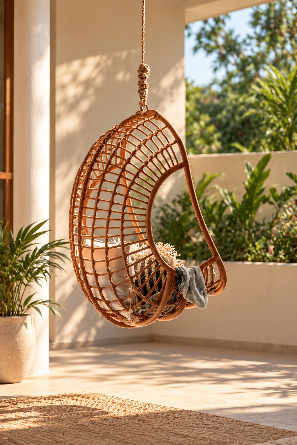 Bamboo Swing Chairs for Outdoor | Cane Swing Chairs - Adah by Akway - Furniture > Swing Chairs