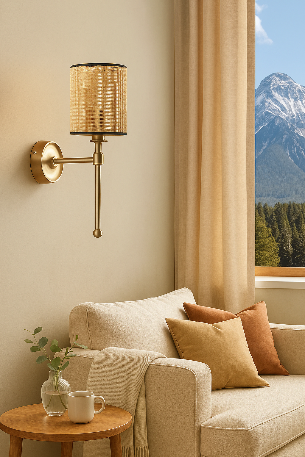 Bamboo Wall Lamp For Living Room | Rattan Wall Scone - Adya