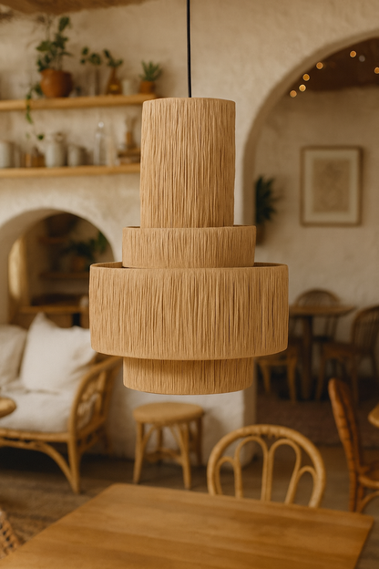 Bamboo Hanging lamp for Living Room | Rattan Pendant light | Cane ceiling light - Akarsh 24D" x 36" H by Akway - Image 3