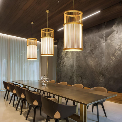 Bamboo Lamp for Living Room | Rattan Pendant light | Cane ceiling light - Srinidhi - Akway
